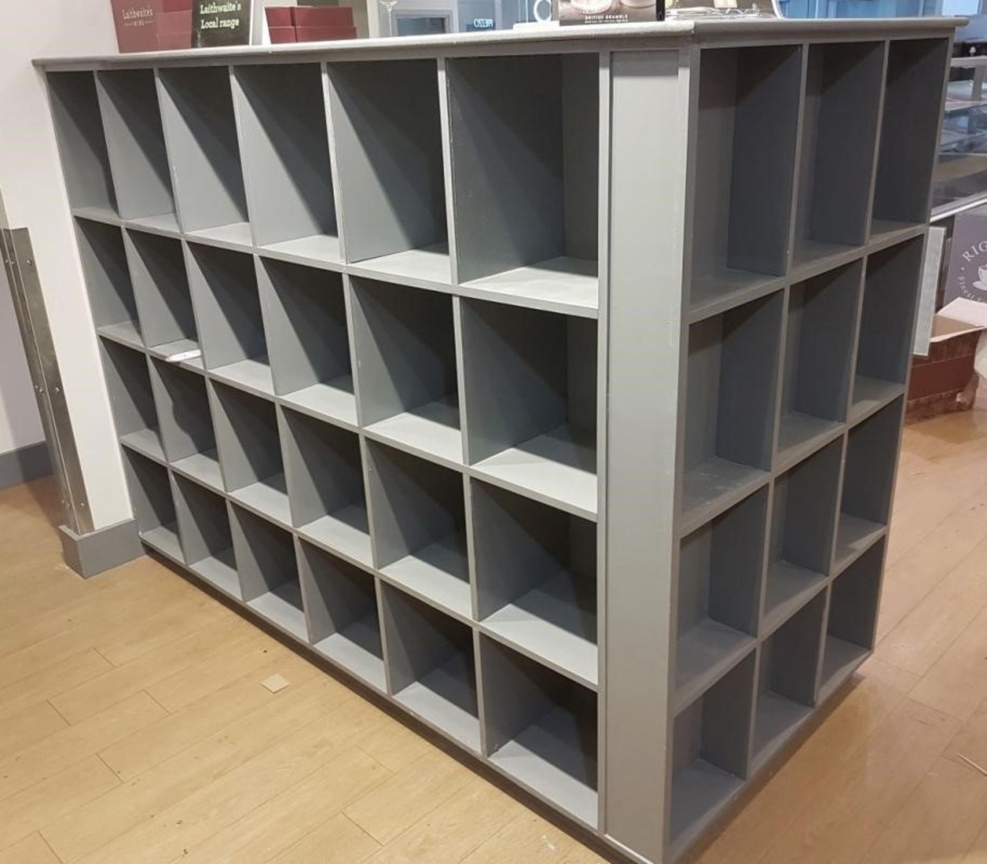 1 x Large Wooden Shelving / Wine Rack / Display Unit In Dark Grey - From A Gourmet Delicatessen Envi