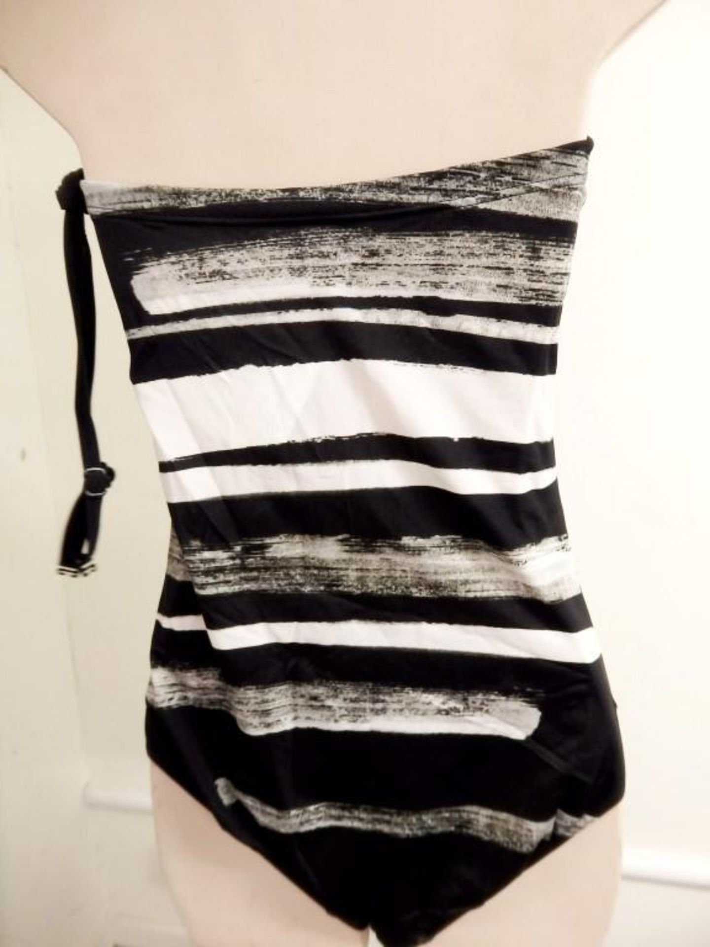 1 x Rasurel - Black/Ecru and vibrant patternedbustier - Cuba Swimsuit - R20738 - Size 2C - UK 32 - - Image 2 of 7