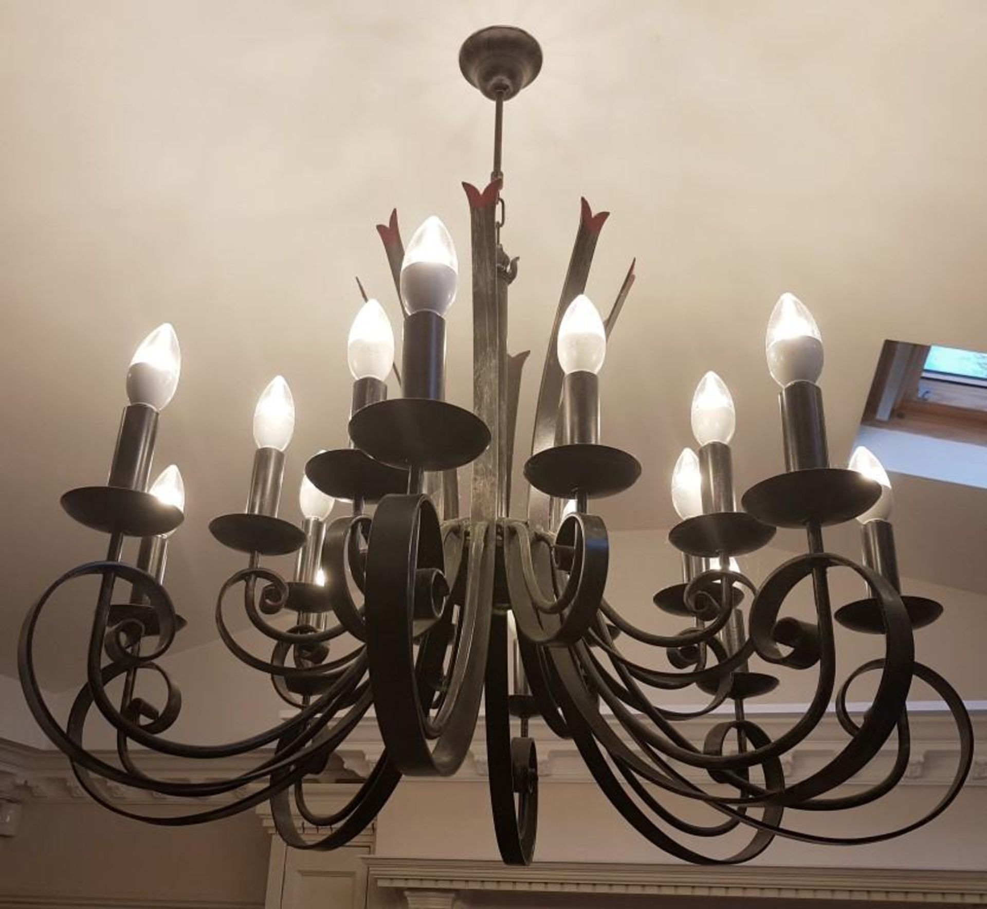 Impressive Bespoke 16-Sconce Wrought Iron Chandelier Light Fitting- CL266 - Used, In Very Good Condi