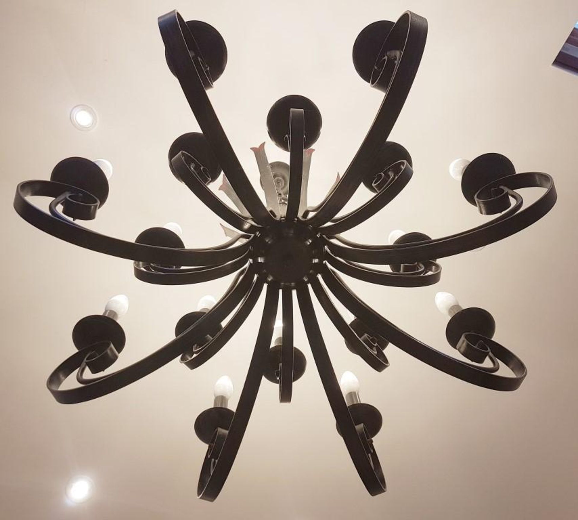 Impressive Bespoke 16-Sconce Wrought Iron Chandelier Light Fitting- CL266 - Used, In Very Good Condi - Image 2 of 4