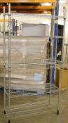 1 x Commercial Kitchen Wire Storage Shelves With Chrome Finish - 6 Tier - H178 x W90 x D36 cms - CL2