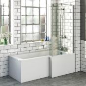 1 x Boston L Shaped Right Handed Shower Bath - No Tap Pln Encap - White - Dimensions: 1700 x 850mm -