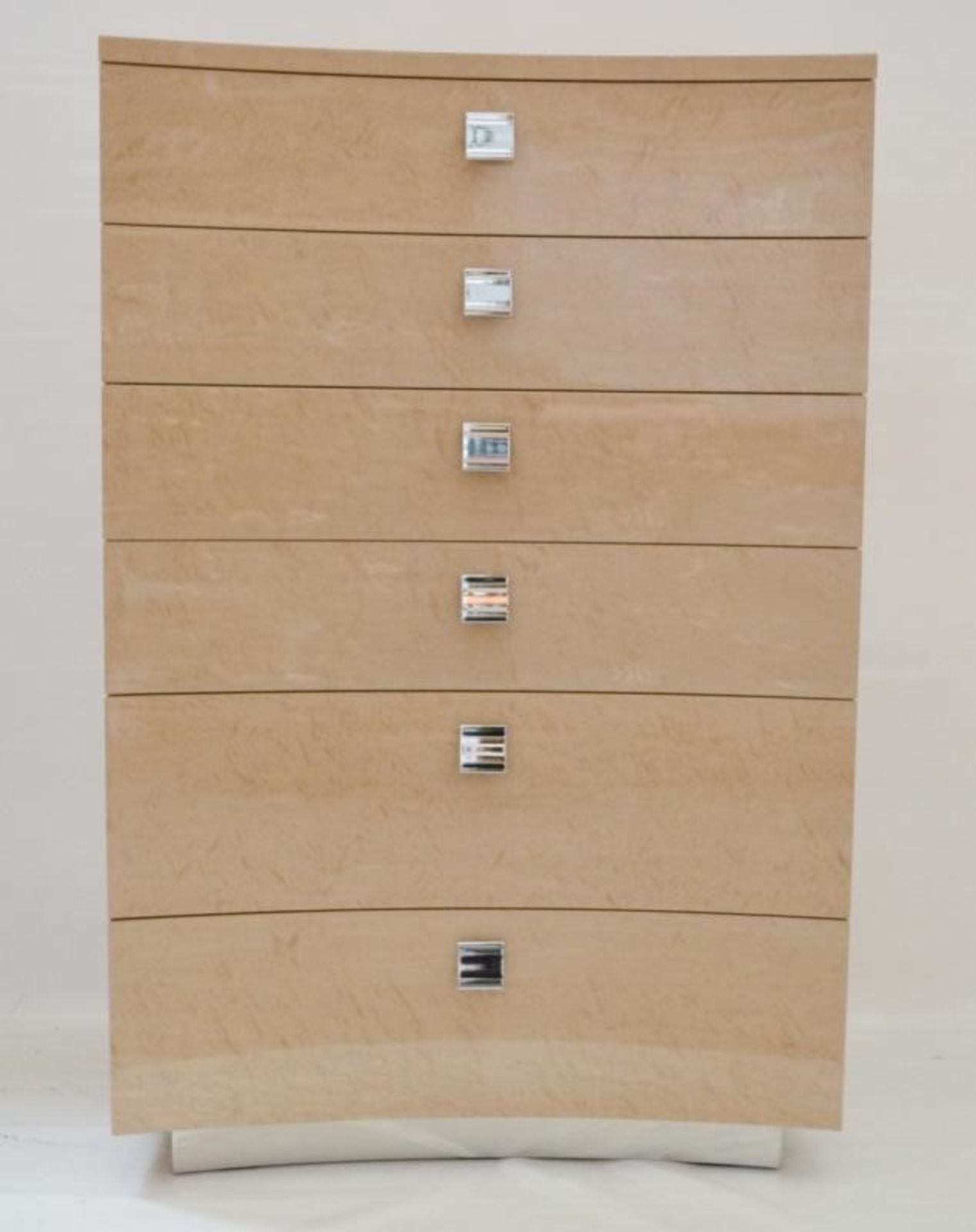 1 x GIORGIO Sunrise 6-Drawer Chest In A Glossy Maple Veneer (340) - Ref: 3378278 NP1/18 - CL087 - Lo - Image 3 of 10