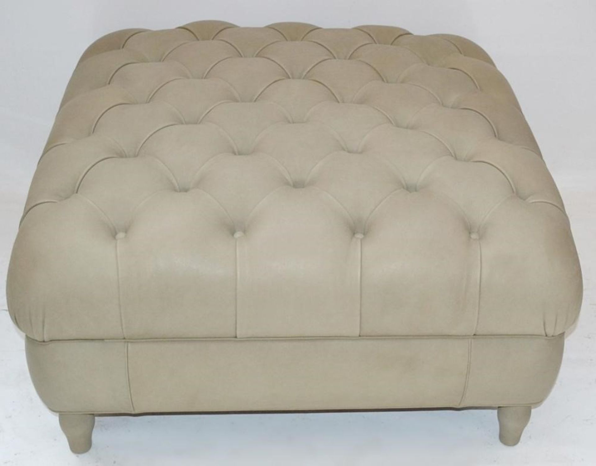 1 x POLTRONA FRAU "Chester" Square Buttoned Pouf Richly Upholstered In Pelle Frau® Century Leather ( - Image 2 of 9