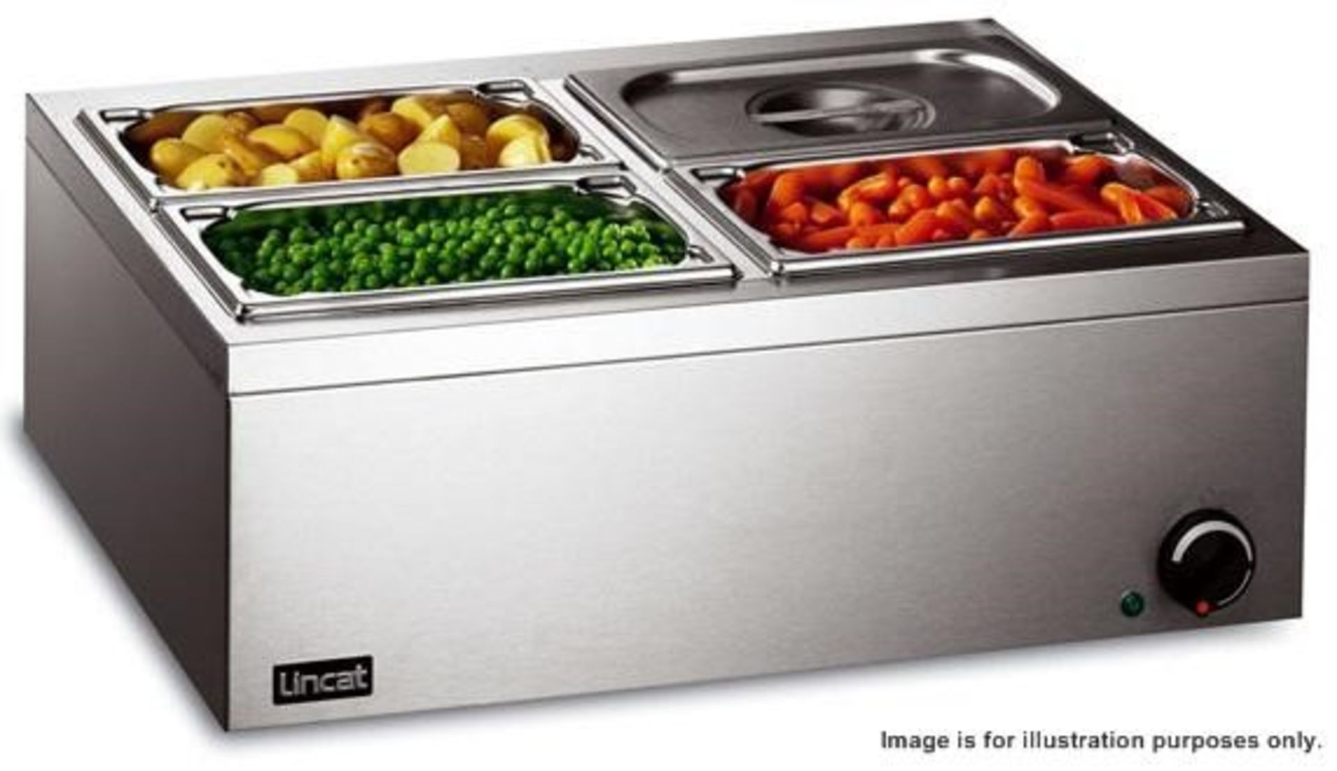 1 x LINCAT Commercial Bain Marie (Model: LBM2W) - 500W Wet And Dry Heat - Stainless Steel Finish - R