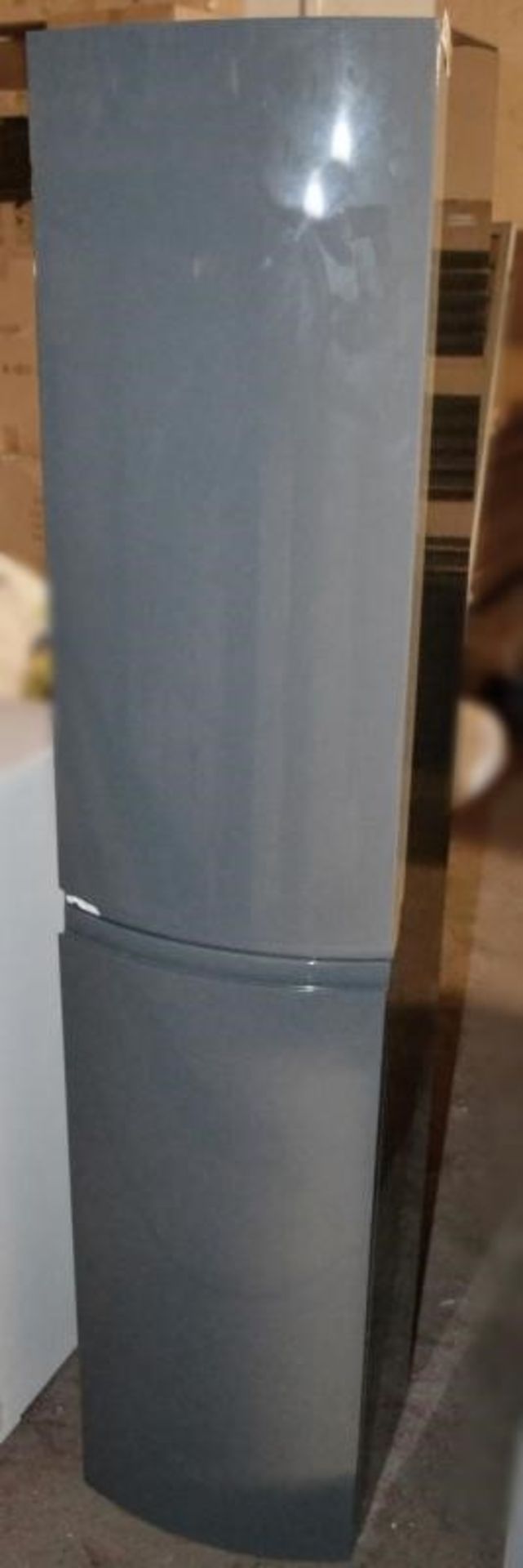 1 x Curved Tallboy Unit In A Dark Grey Lacquer - Dimensions: D28 x 30 x 140cm - Ex-Display Unit, Req
