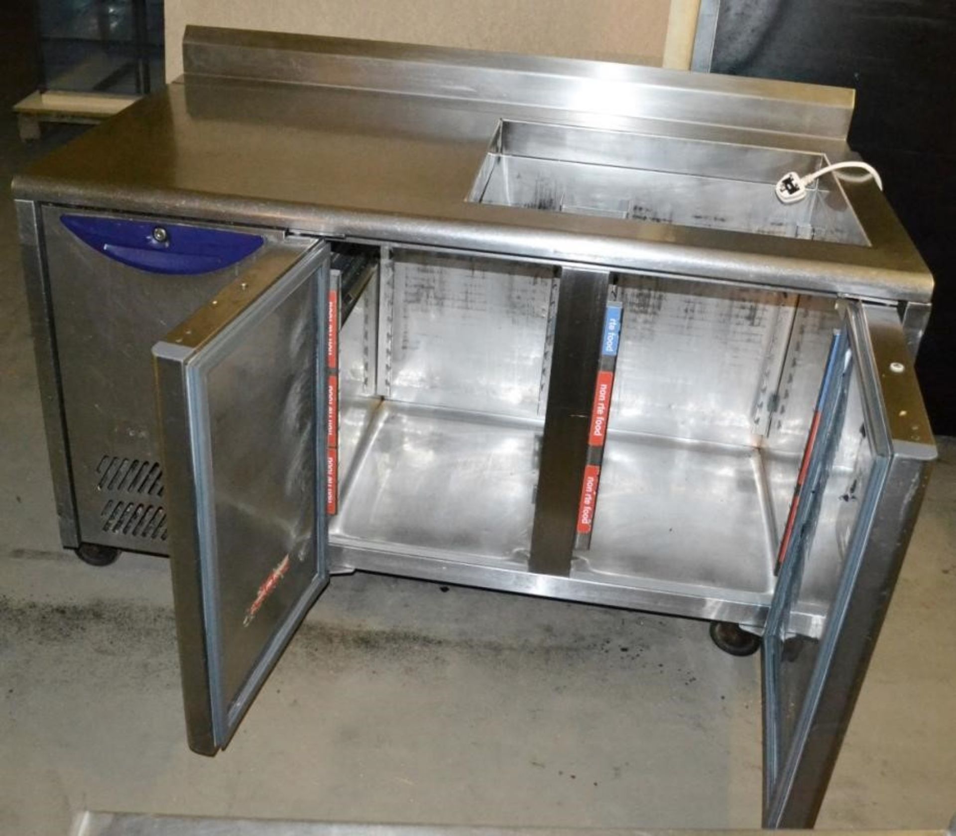 1 x Williams Two Door Counter Top Refrigerated Salad Pizza Prep Bench - Model HO3U - Stainless Steel - Image 4 of 4