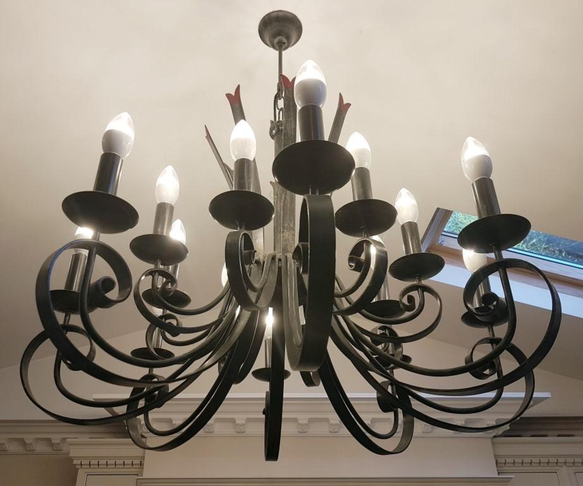 Impressive Bespoke 16-Sconce Wrought Iron Chandelier Light Fitting- CL266 - Used, In Very Good Condi - Image 3 of 4