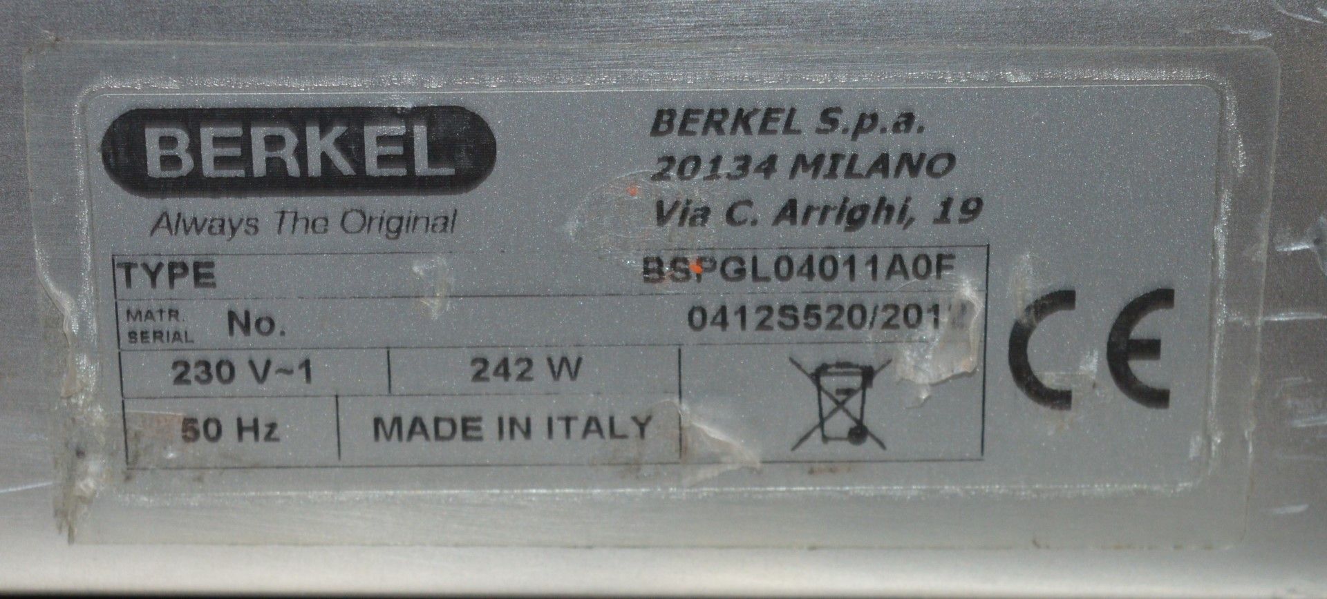 1 x Berkel 12" Commercial Cooked Meat / Bacon Slicer - 220-240v - Model BSPGL04011A0F - Approx - Image 6 of 8