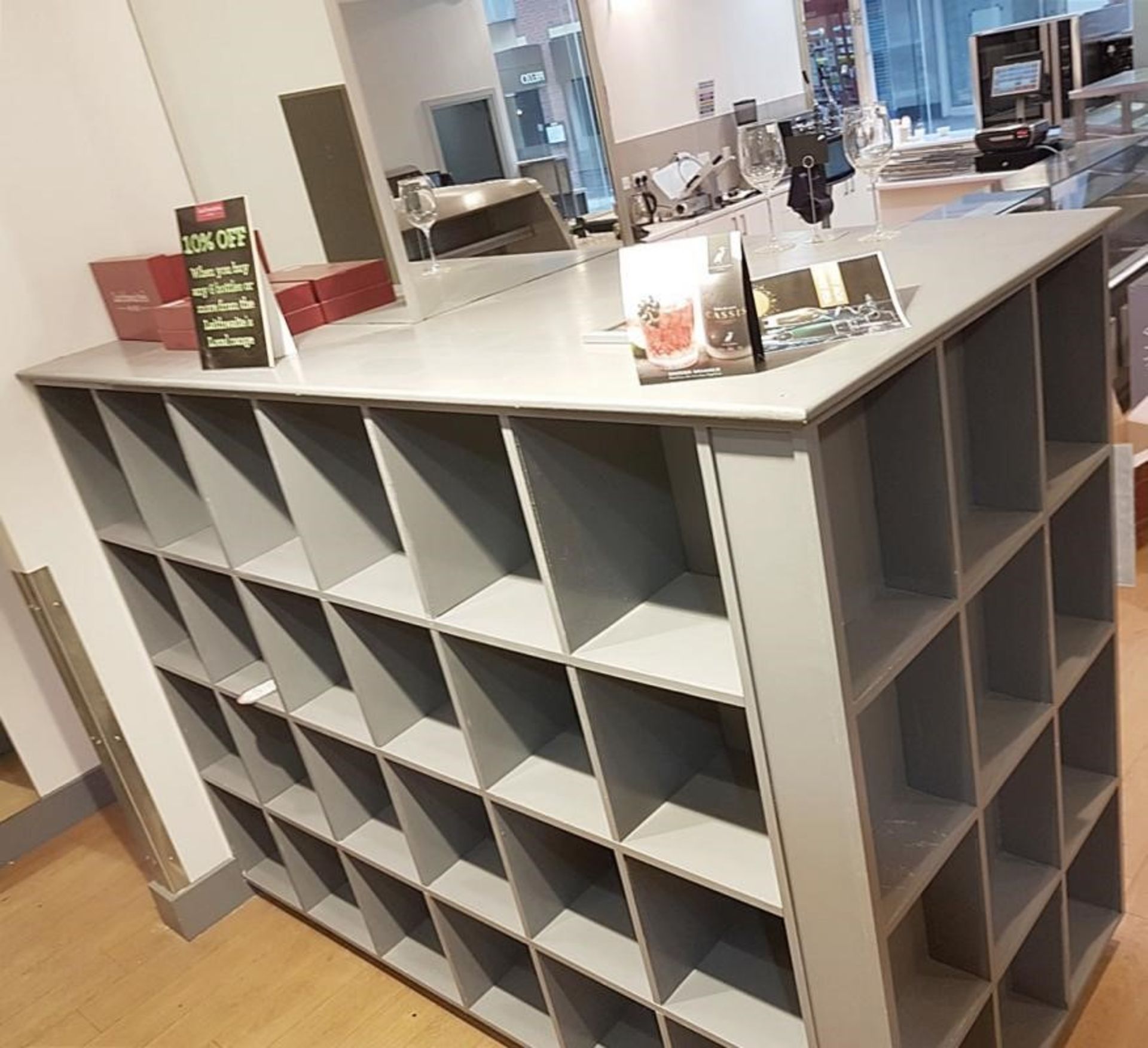 1 x Large Wooden Shelving / Wine Rack / Display Unit In Dark Grey - From A Gourmet Delicatessen Envi - Bild 5 aus 5