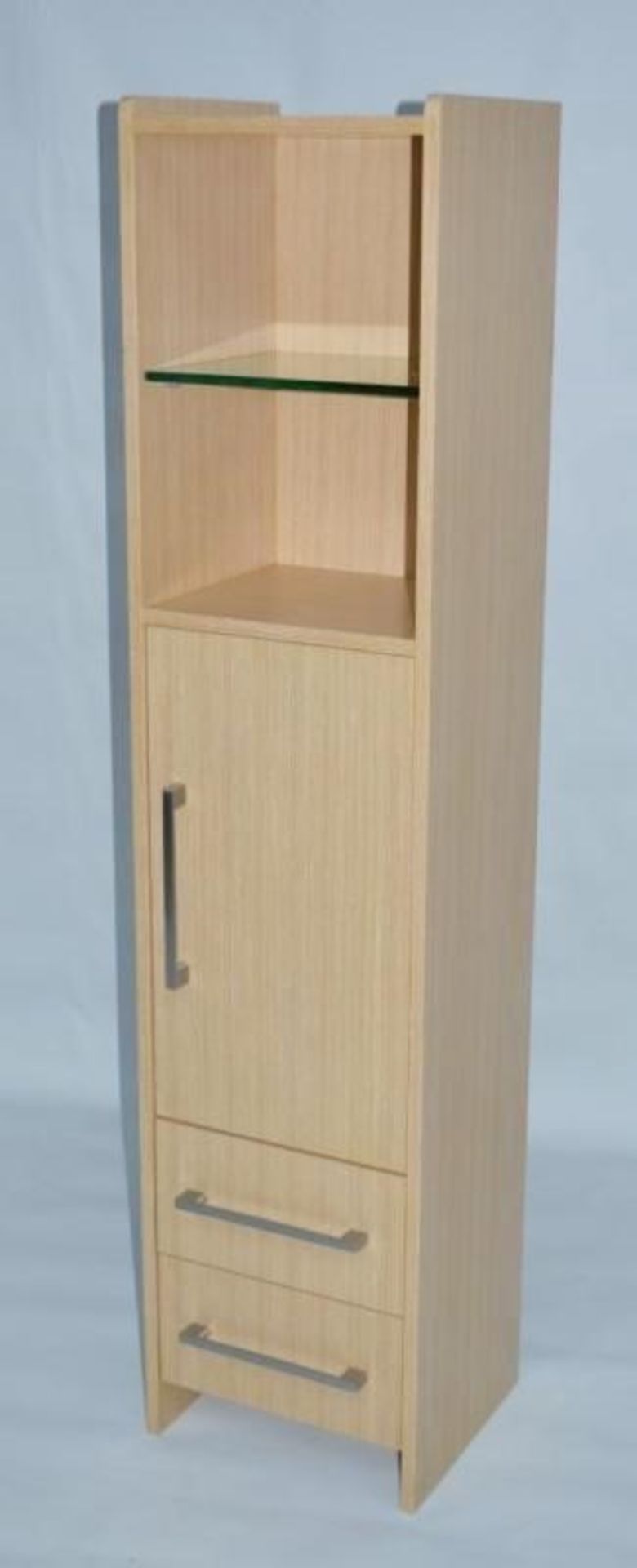 1 x Vogue ARC Series 2 Upright TALL BOY Bathroom Cabinet VFAS220 - OAK FINISH