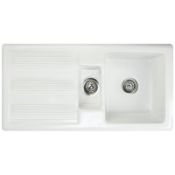 1 x RAK Ceramics New Gourmet Sink 1V2 (GOSINK1V2) - Reversible 1.5 Bowl White Ceramic Kitchen Sink -