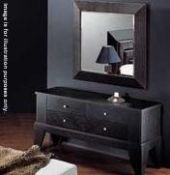 1 x Smania "Eber" Large Bespoke Square Mirror Upholstered In Black Leather With A Crocodile Effect (