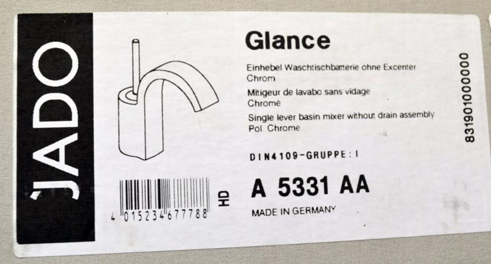 1 x Ideal Standard JADO "Glance" Basin Monoblock Tap Without Waste (A5331AA) - Image 3 of 6