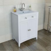 1 x Camberley 600 Vanity Unit In White - Dimensions: H78 x W60 x D39cm - New / Unused Stock - Ref: M