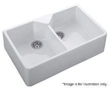 1 x RAK Ceramics Gourmet Sink 10 2-Bowl White Ceramic Kitchen Sink - Dimensions: W80 x D50 x H22cm -