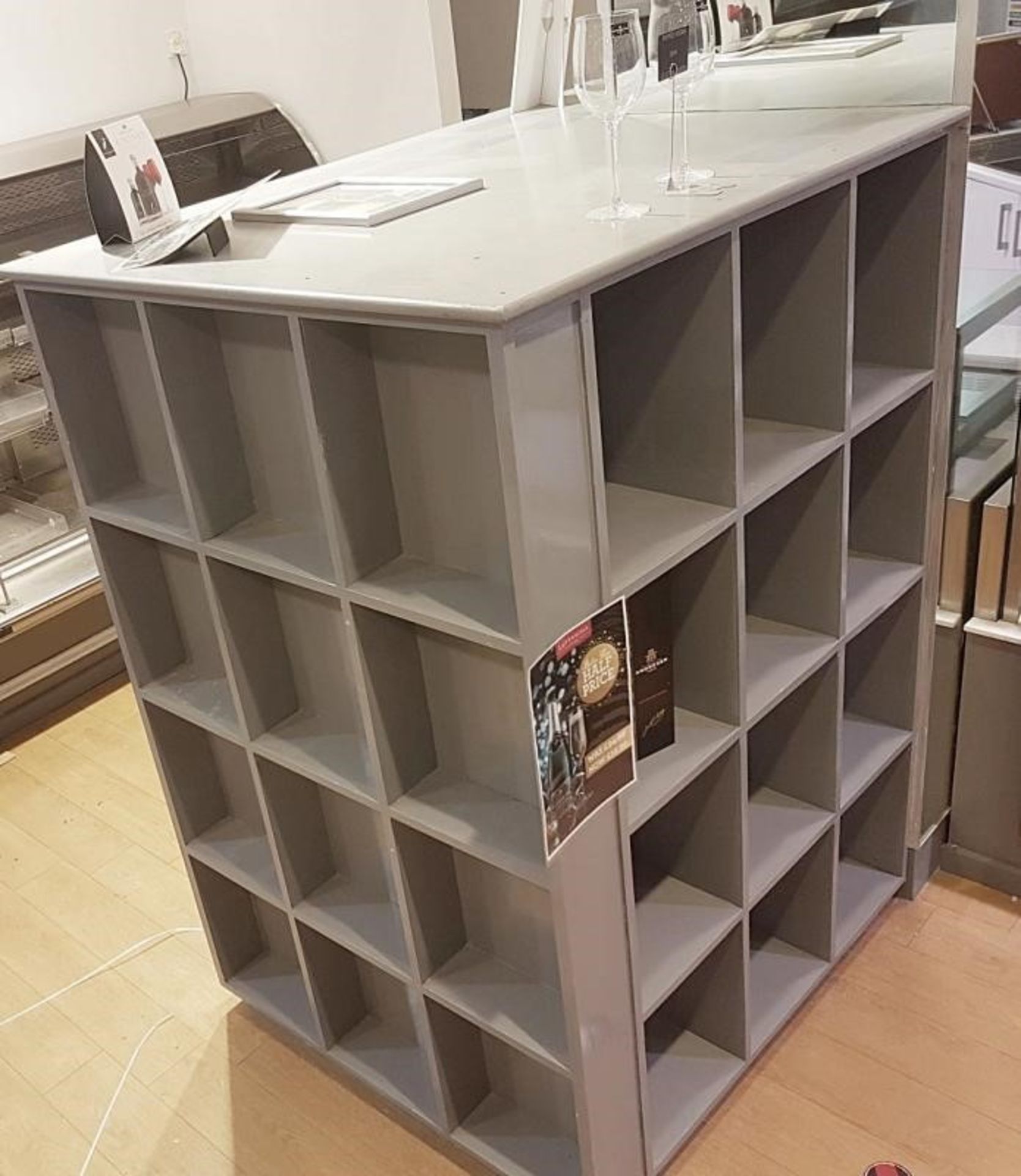 1 x Large Wooden Shelving / Wine Rack / Display Unit In Dark Grey - From A Gourmet Delicatessen Envi - Bild 3 aus 5