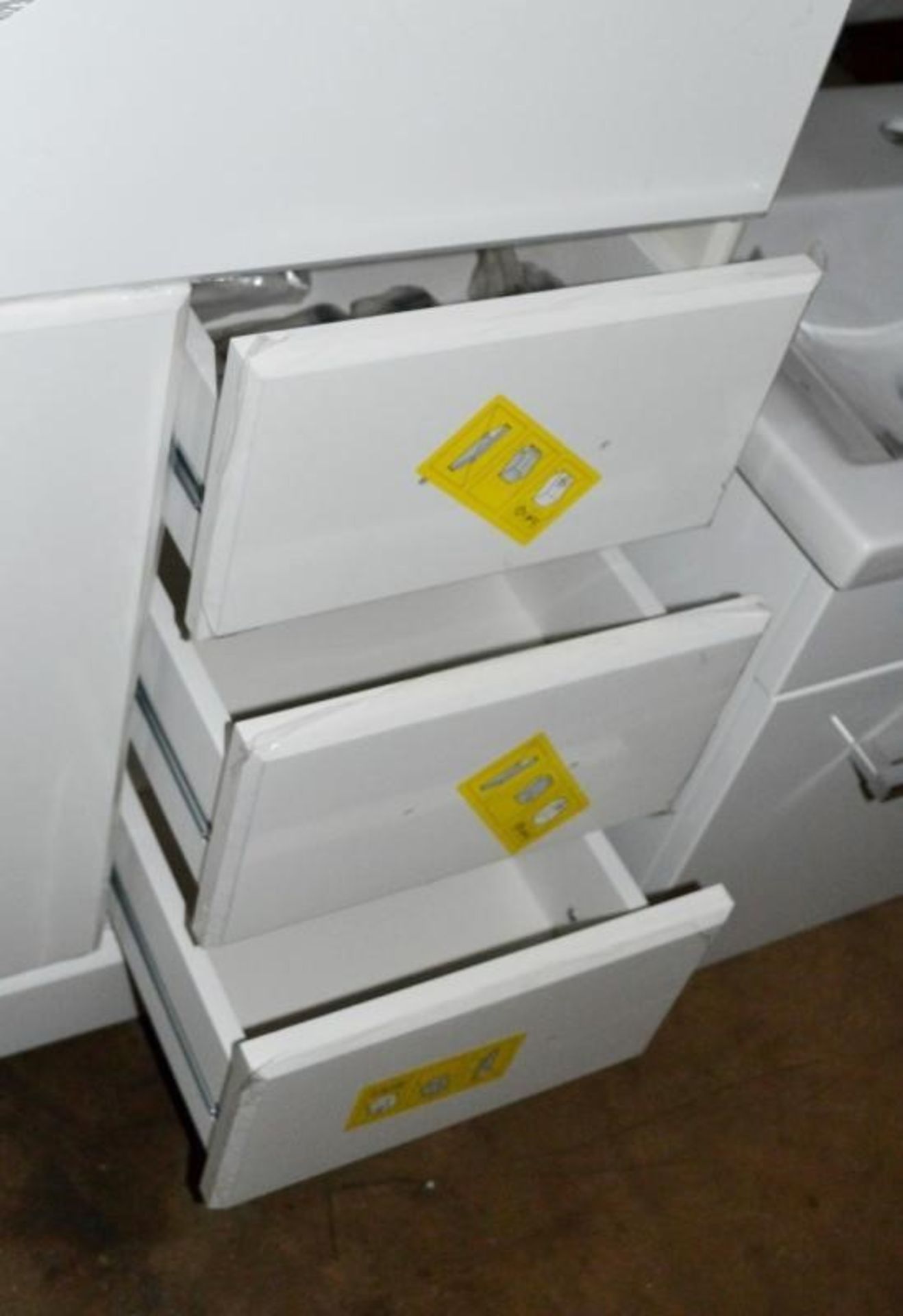 1 x Large 3-Door, 3-Drawer Vanity unit In Gloss White - Dimensions To Follow - New / Unused Stock In - Image 4 of 7