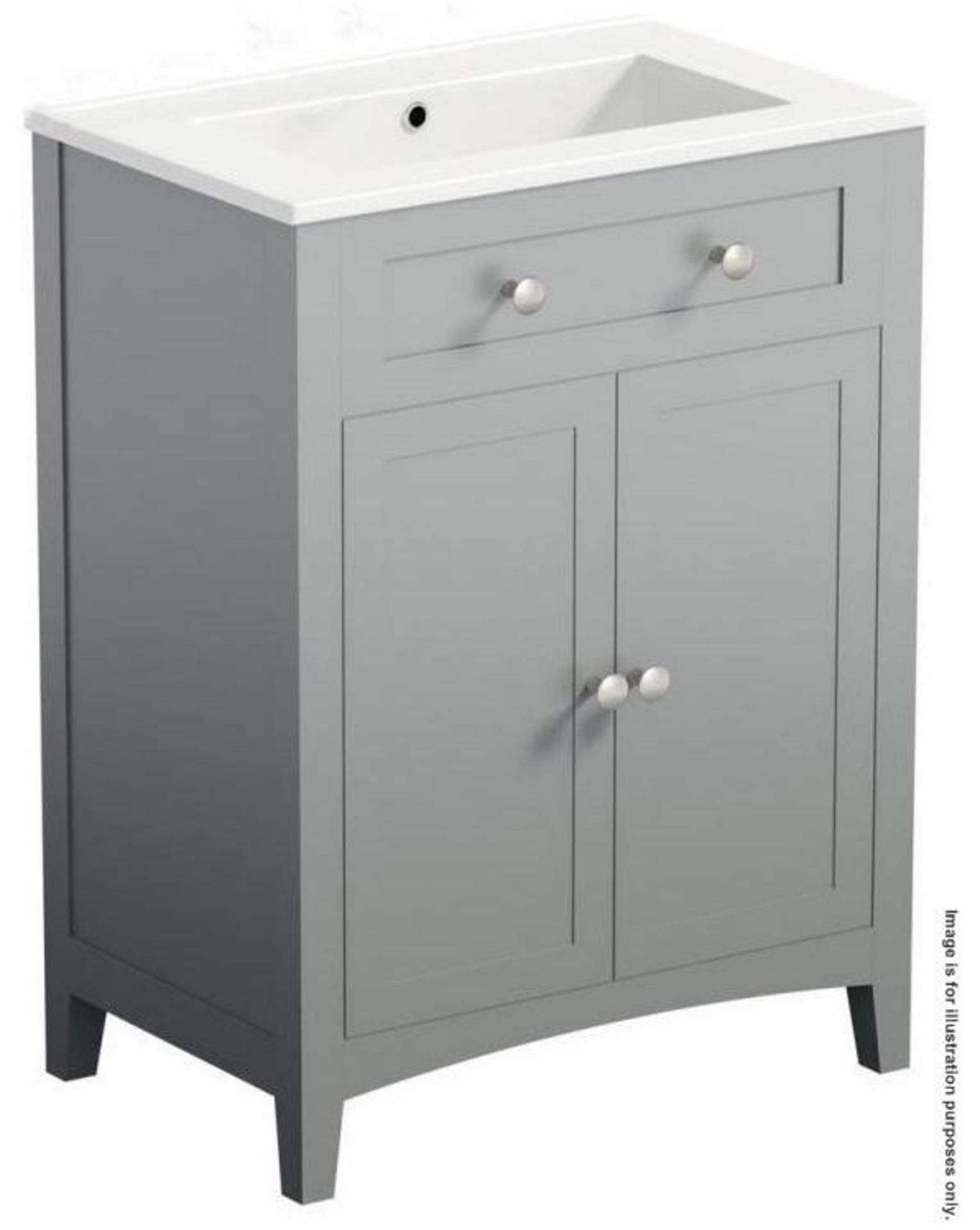 1 x Camberley Grey 600mm Vanity Unit - H800 x W600 x D390mm - Sink Basin Not Included - CL190 - Ref
