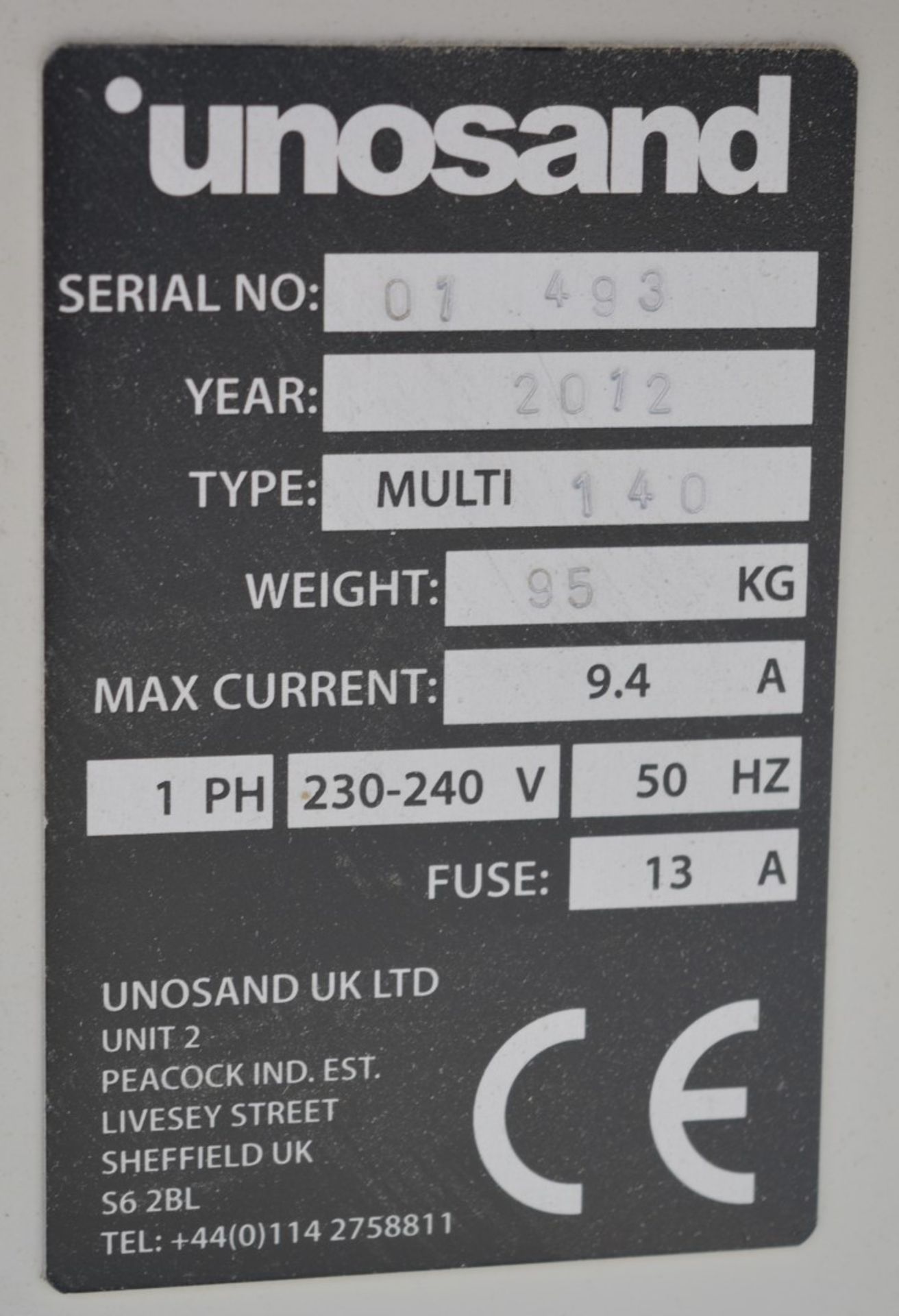 1 x Unosand Multi 140 Denibbing Sander - 240v UK Plug - Year 2012 - Dimensions H109 x W75 x D81 - Image 7 of 12