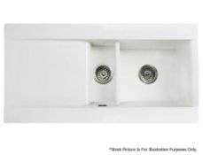 1 x RAK Ceramics Gourmet Dream Sink 1 - Reversible 1.5 Bowl White Ceramic Kitchen Sink - Dimensions: