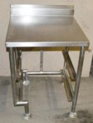 1 x Stainless Steel Commercial Prep Table With Splashback And 2-Tier Tray Holder - Dimensions: W62 x