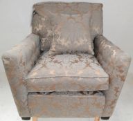 1 x DURESTA Penfold Chair With Buttoned Arms - Ref: 4549799 NP1/18 - Richly Upholstered In Bronze an