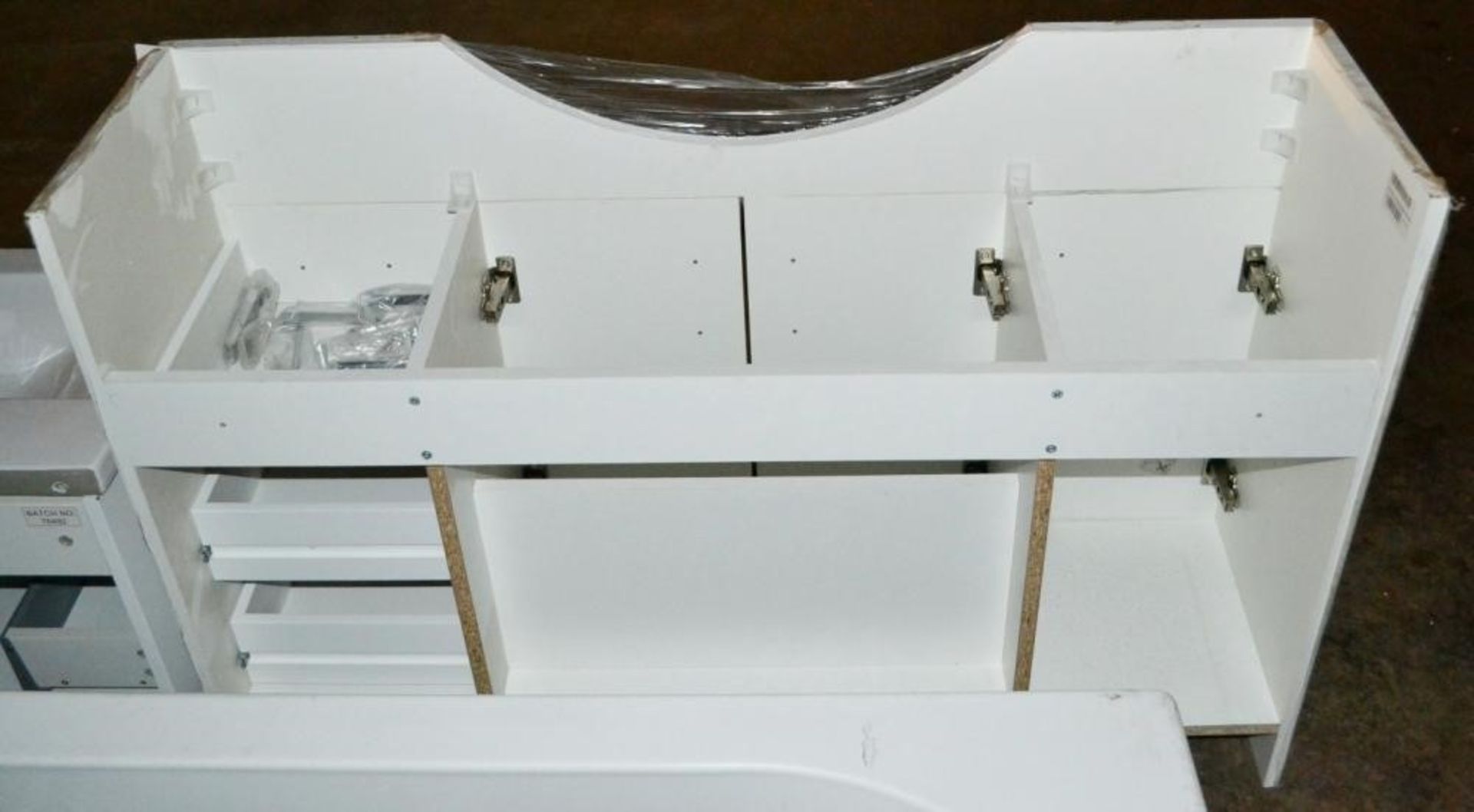 1 x Large 3-Door, 3-Drawer Vanity unit In Gloss White - Dimensions To Follow - New / Unused Stock In - Image 5 of 7