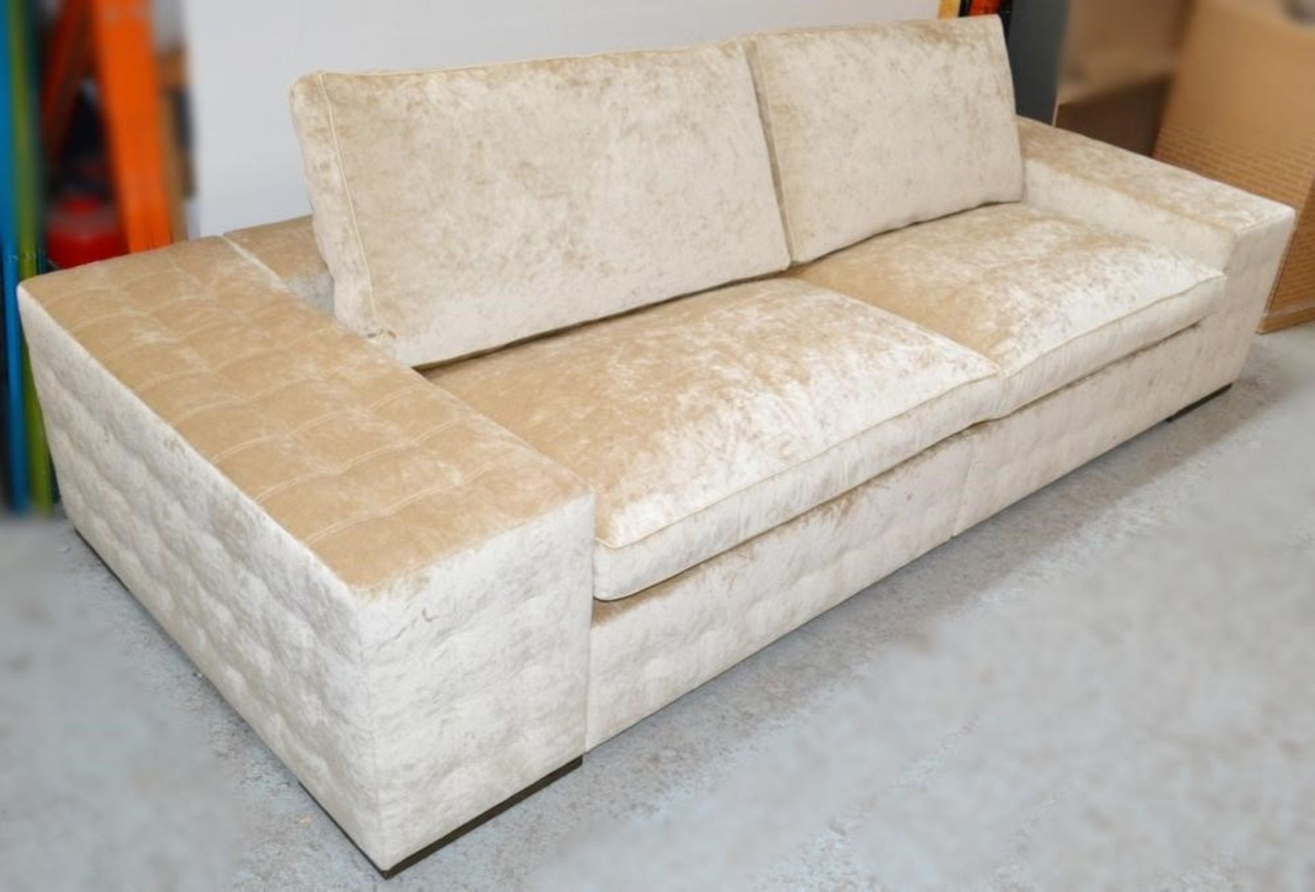 1 x GIORGIO "Sayonara" 3-Seater Sofa In An Opulent Champagne Chenille Upholstery - Ref: 4711347 NP1/ - Bild 4 aus 8