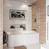 1 x BOSTON L-Shaped Right Handed Shower Bath - No Tap Hole - Pln Encap - Colour: White -