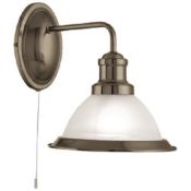 1 x Bistro Antique Brass Wall Light With Acid Glass Shade - Ex Display Stock - CL298 - Ref J1198 -