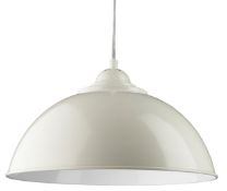 1 x SANFORD Cream Half Dome Metal Pendant Light With White Inner - 34cm Diameter - Ex Display