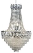 1 x Louis Philippe Chrome 11 Light Chandelier With Crystal Strings &amp; Beads - Ex Display Stock -