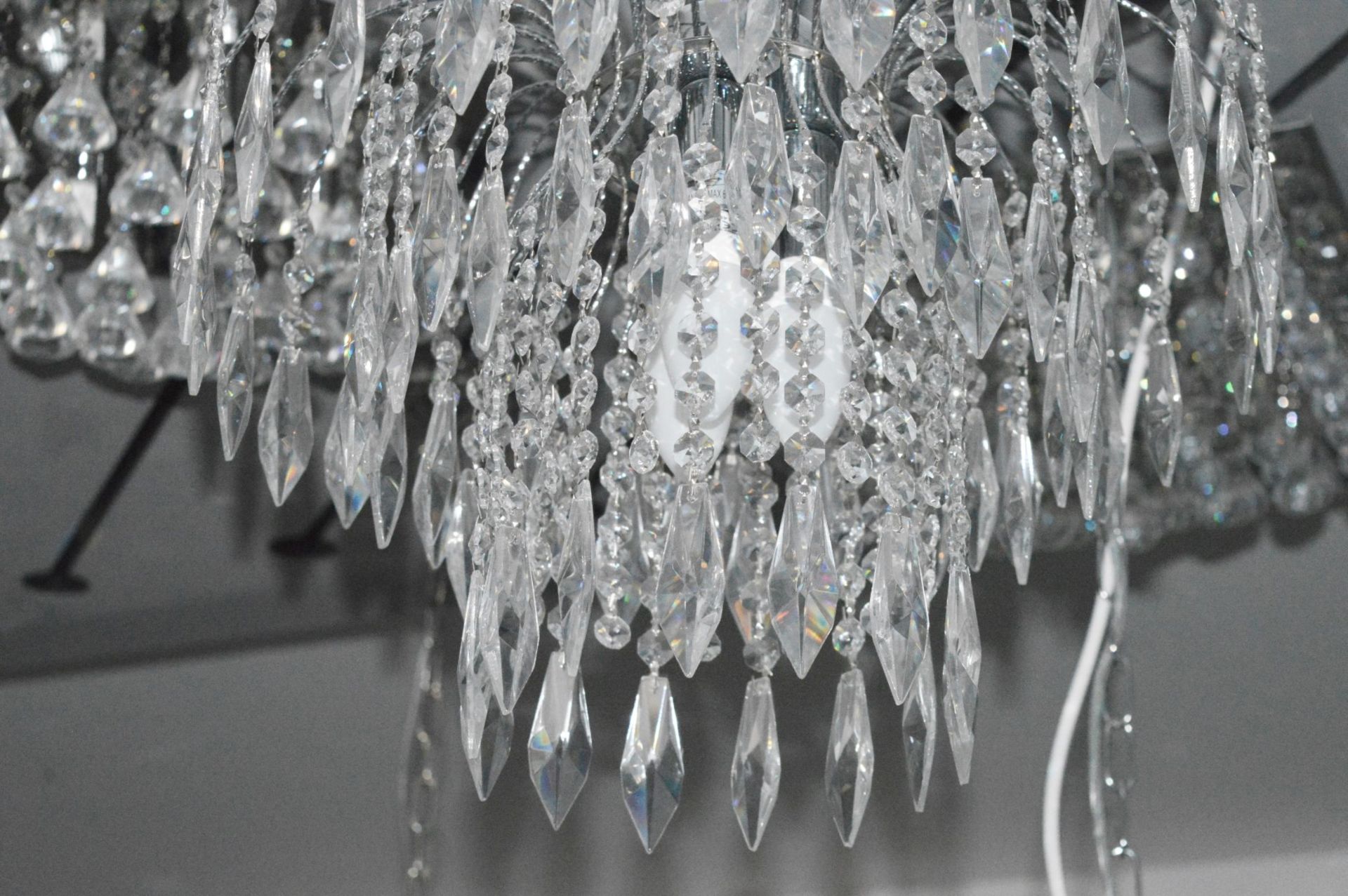 1 x WATERFALL Chrome 3-Light Ceiling Fitting With Crystal Button & Drops Decoration - RRP £256.80 - Image 3 of 4