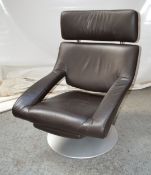1 x Retro Captain Kirk Style Swivel Chair in Dark Brown with Slide Out Foot Rest - CL314 - Location: