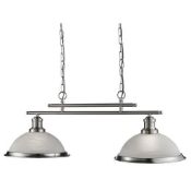 1 x Bistro 2 Light Kitchen Island Pendant - Antique Brass With Marble Glass - Ex Display Stock - CL