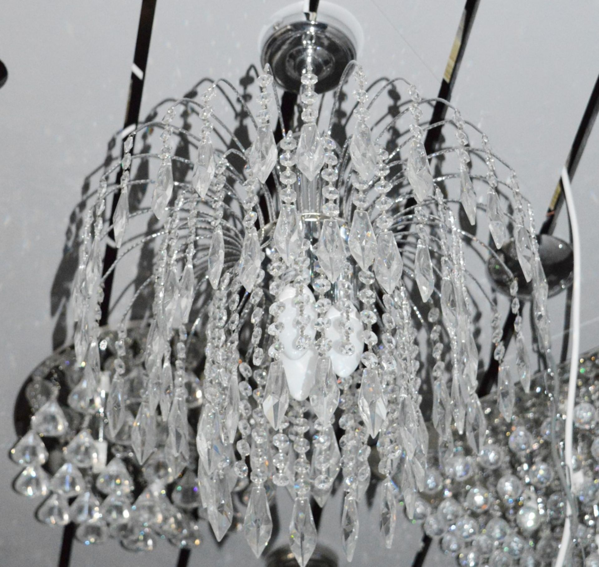 1 x WATERFALL Chrome 3-Light Ceiling Fitting With Crystal Button & Drops Decoration - RRP £256.80 - Image 4 of 4