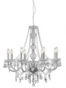 1 x Marie Therese Clear Acrylic 8 Light Chandelier With Crystal Drops - Ex Display Stock - CL298 - R