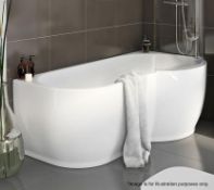 1 x Right Hand Maine Acrylic Shower Bath In White (RBAIF3801) - Dimensions: Approx 1700 x 900mm - Ne