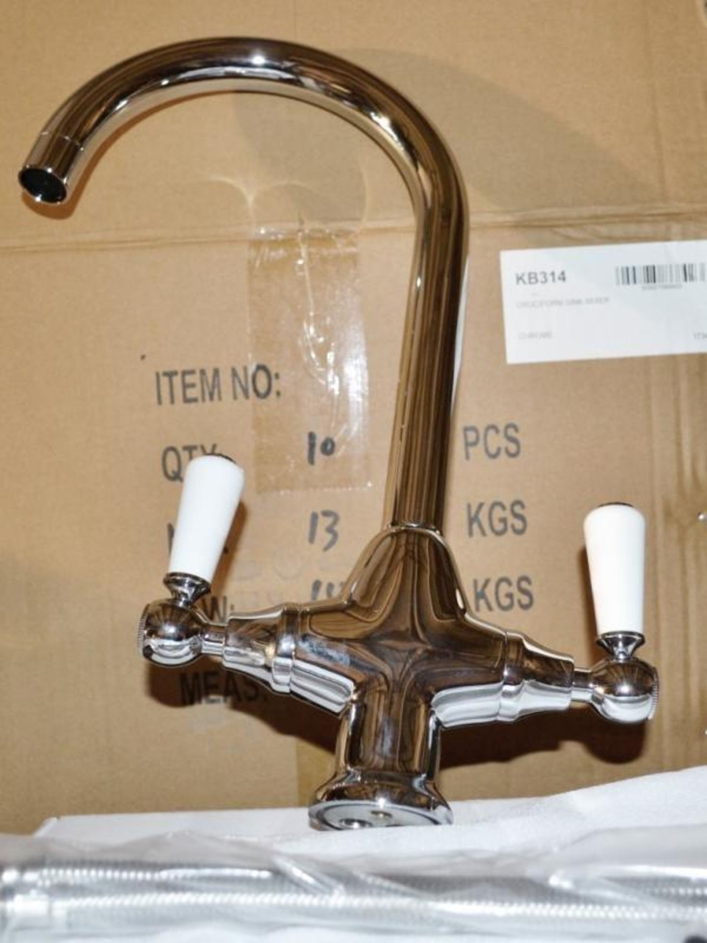 1 x Old London Cruciform Kitchen Deck Mounted Sink Mixer Tap - KB314 - Dimensions: - Brand New Boxed - Image 3 of 4