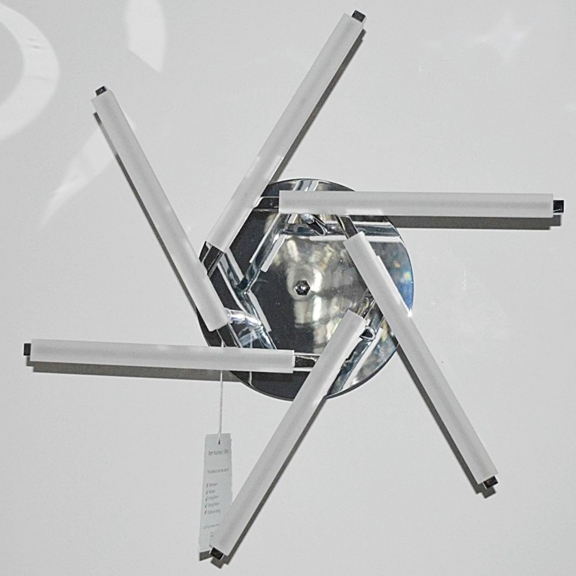 1 x Solexa 6 Light Led Chrome Ceiling Fitting With Frosted Criss Cross Pattern Arms - RRP £288.00 - Image 2 of 4