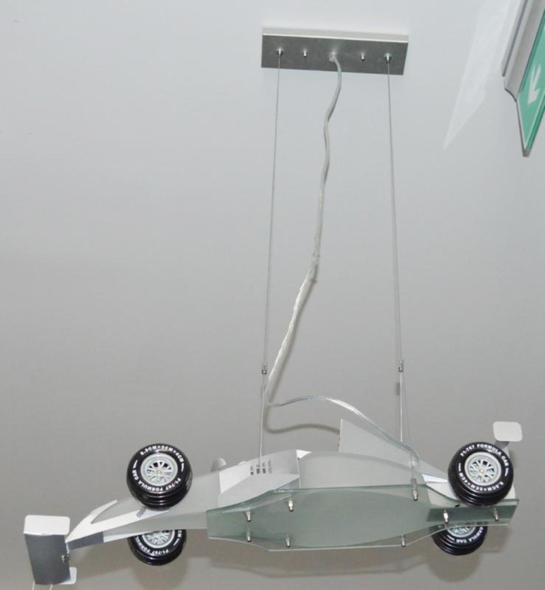 1 x Novelt Satin Silver Racing Car Ceiling Light With Frosted Glass - Ex Display Stock - CL298 - Ref - Image 2 of 3