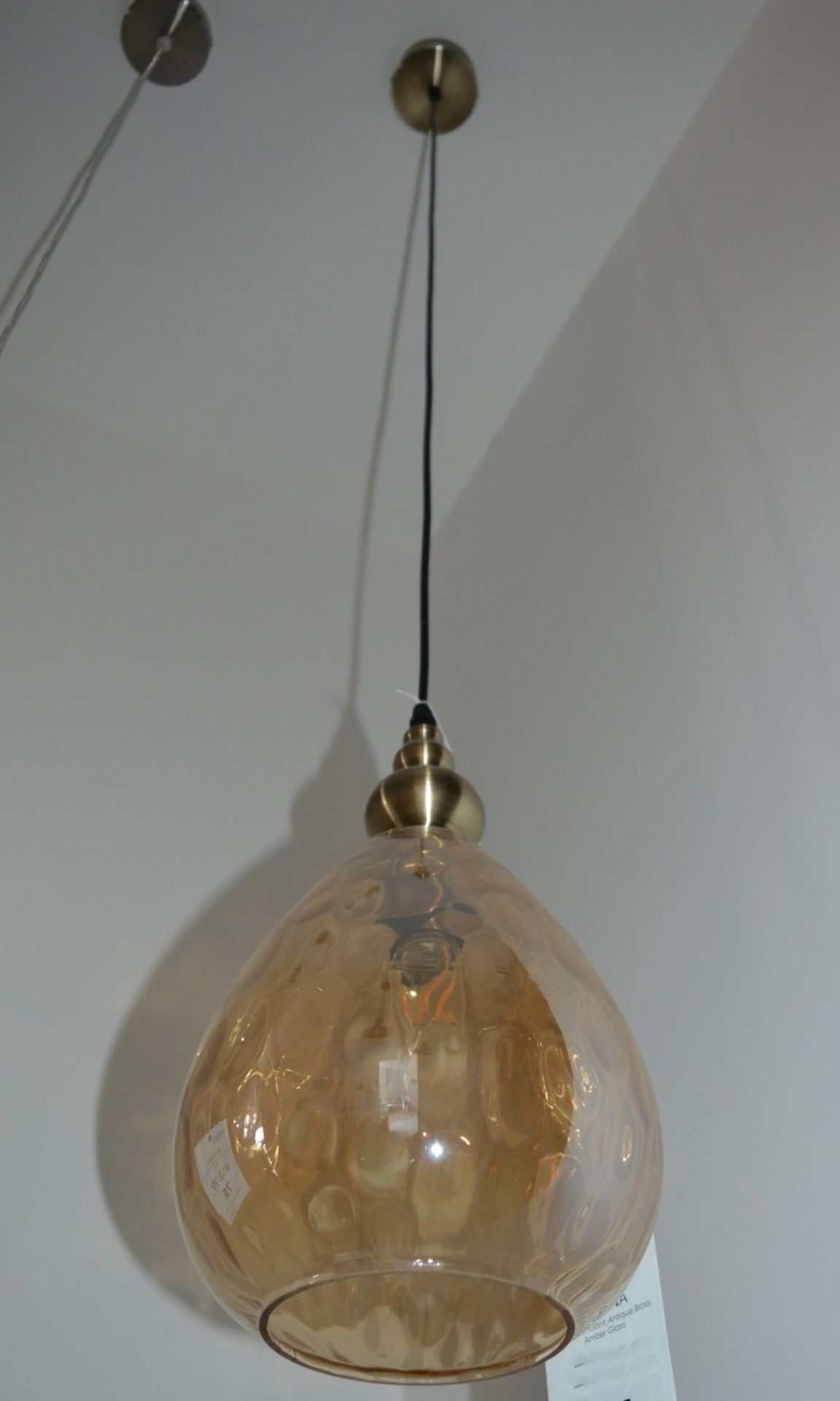 1 x INDIANA Pendant Light With Dimpled Glass Shade - Ex Display Stock - CL298 - Ref J076 - Location: - Image 3 of 4