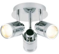 1 x Tauros 3 Bar Ceiling Spot Light - Polished Chrome With Glass Diffuser - IP44 Rated - Ex Display