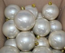 Over 350 x Assorted Premium Christmas Tree Decorations - Comprising Of Copper / Pearl Coloured Baubl