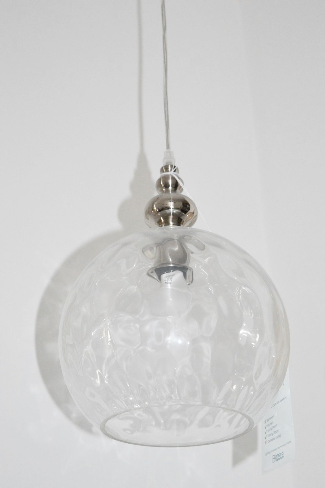 1 x INDIANA Pendant Light With Dimpled Glass Shade - Ex Display Stock - CL298 - RRP £67.20 - Image 3 of 3