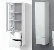 1 x White Gloss Storage Cabinet 155 - A-Grade - Ref:ASC41-155 - CL170 - Location: Nottingham NG2