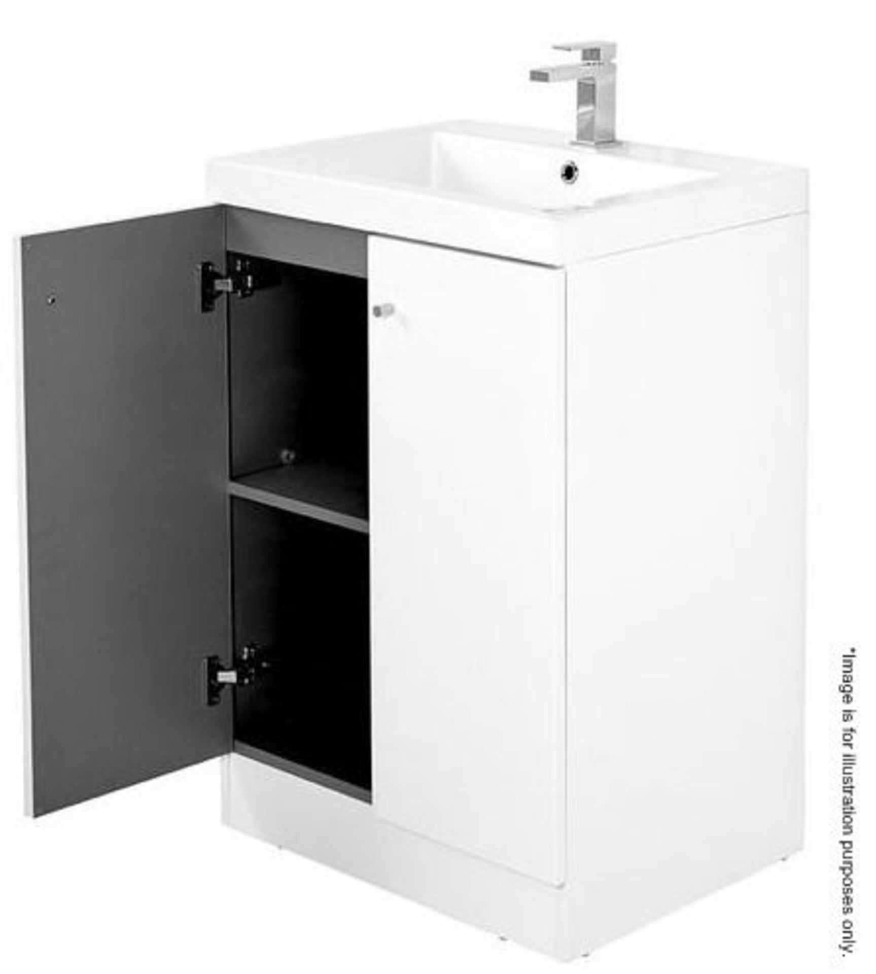 10 x Alpine Duo 600 Floorstanding Vanity Units In Gloss White - Dimensions: H80 x W60 x D45cm - Bran - Image 5 of 5