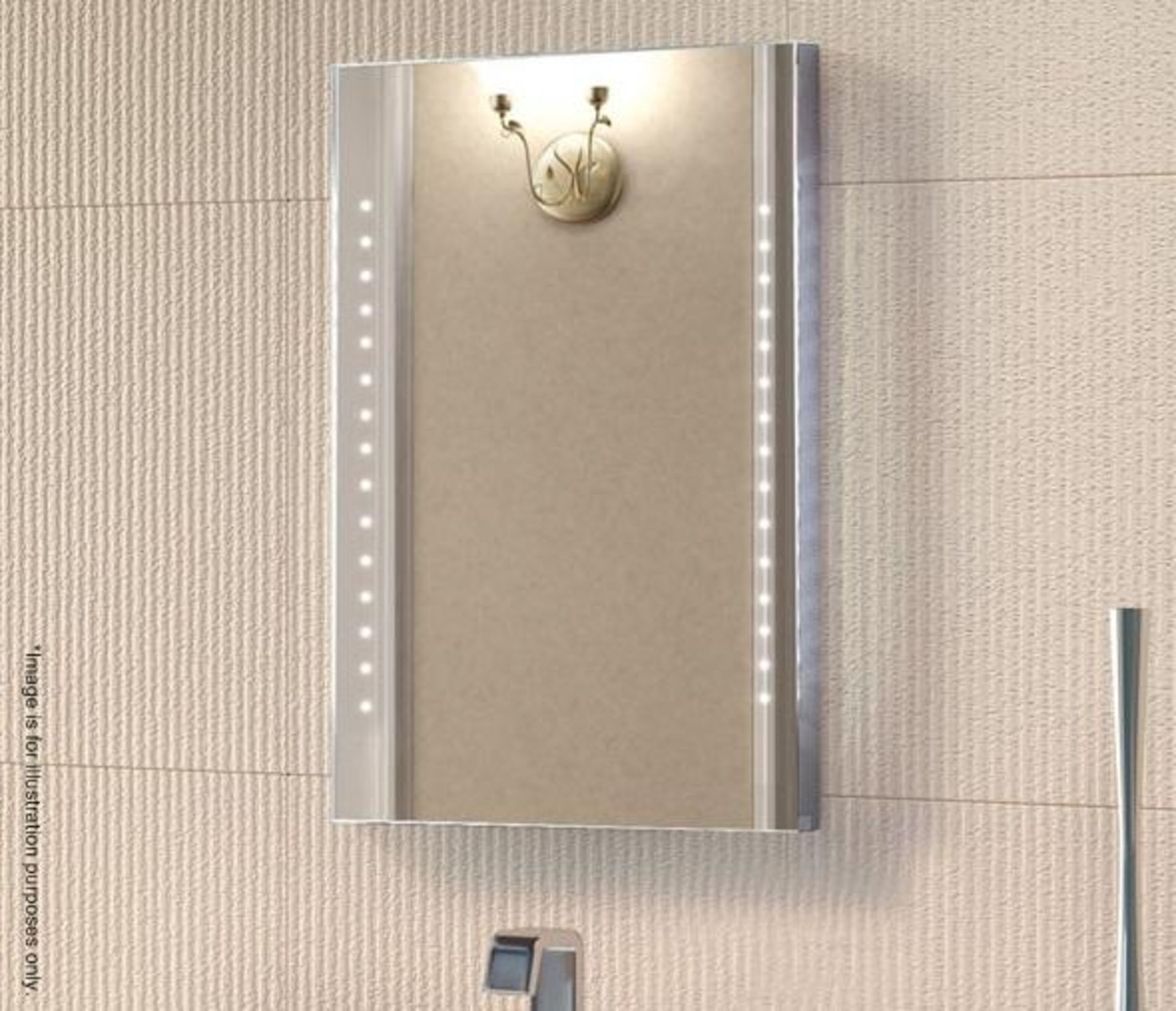 1 x Synergy Illuminated Bathroom Mirror With Demister & Infra-Red Switch and Clock (SY-IL-8)- 600x80