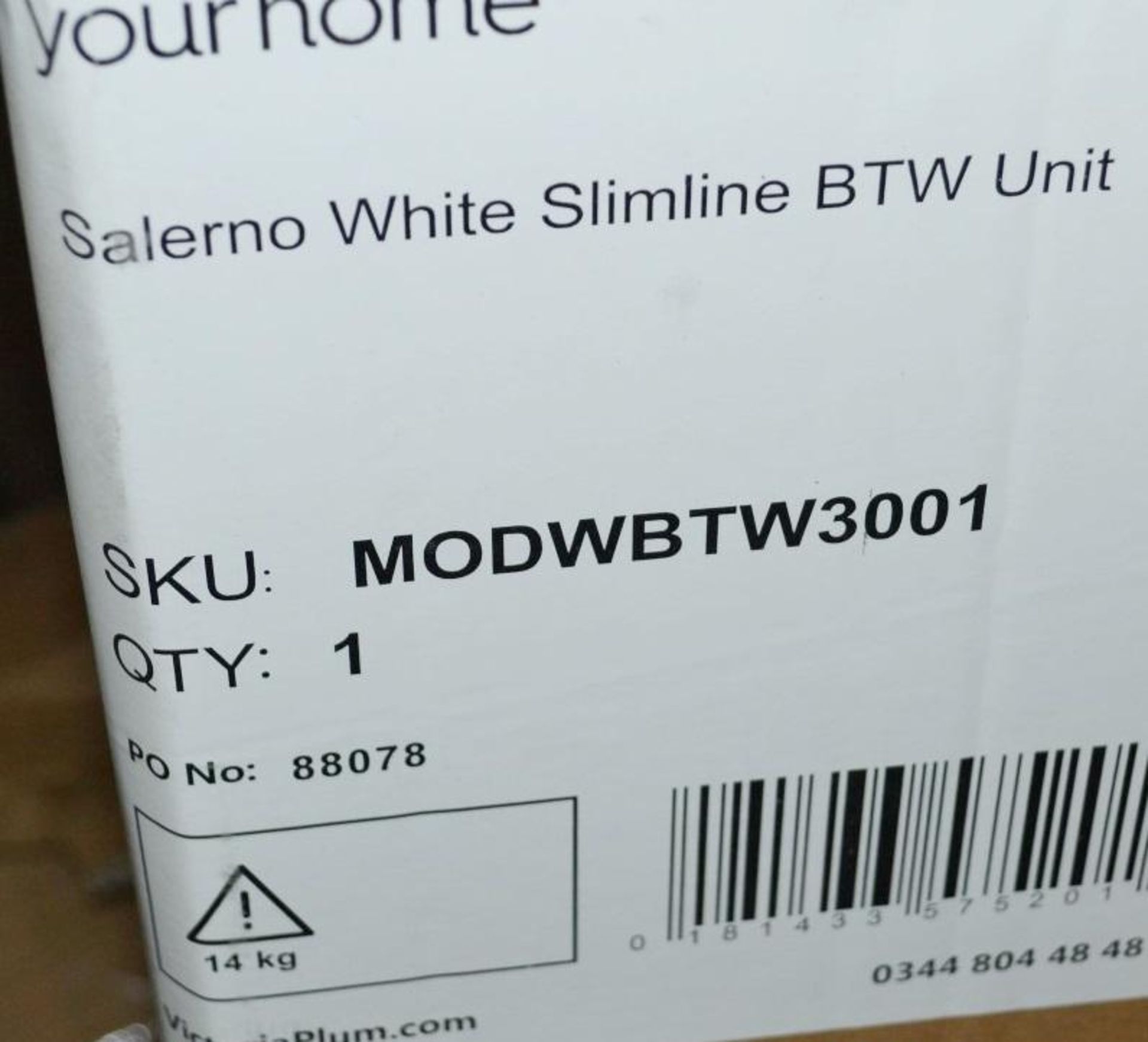 1 x Salerno White Slimline BTW Unit - Dimensions: 50 x 30 x H79cm - New / Unused Stock - Ref: MT950 - Image 2 of 4